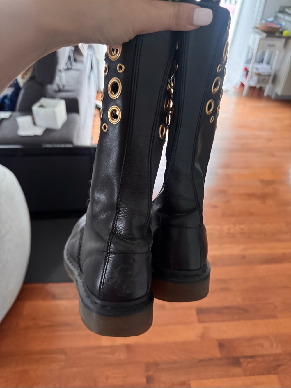 Dr. Martens Black Lace-Up Grommet Combat Boots - Picture 3 of 6